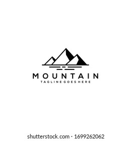 Illustration Simple Mountain Logo With Modern Lake Design Vector