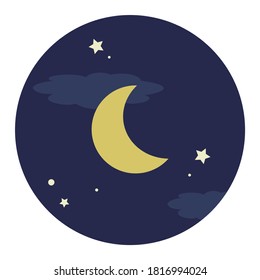 illustration of simple night. round shape Icons.