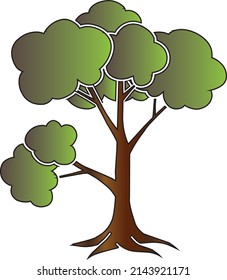 Illustration Simple Oak Tree with Roots