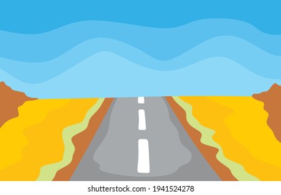 An Illustration Of Simple Open Road Scene With Blue Sky