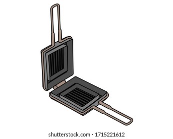 Illustration of a simple open-air hot sandwich maker
