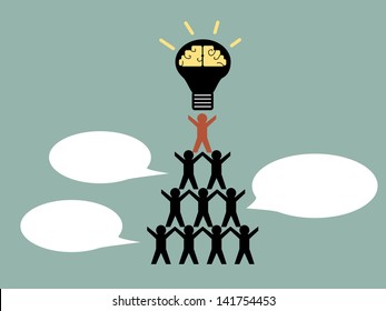 Illustration of simple paperman in teamwork concept