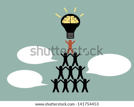 Illustration of simple paperman in teamwork concept