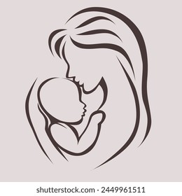 illustration of a simple picture of a mother and child