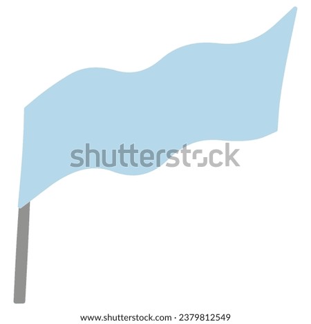 Illustration of a simple plain blue long flag waving in the wind