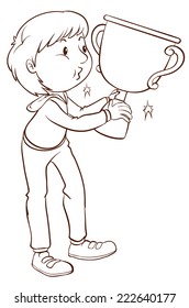 Illustration of a simple plain sketch of a winner on a white background  