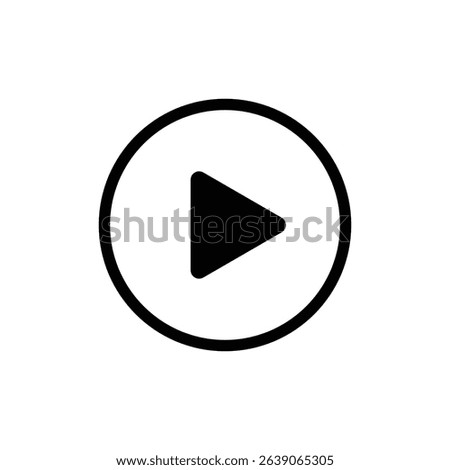 Illustration of a simple play button icon consisting of a triangle inside of a circle outline