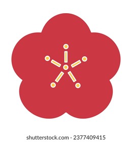 Ilustración de una simple flor de ciruela, material vector.