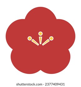 Illustration of a simple plum blossom, vector material.