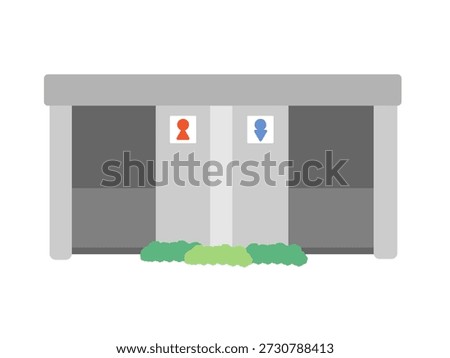 Illustration of a simple public restroom for men and women