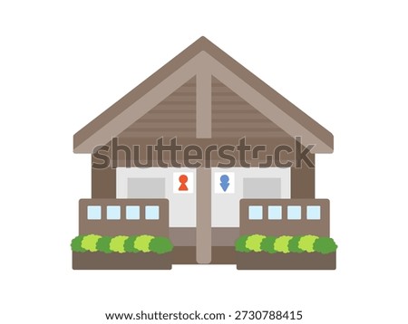 Illustration of a simple public restroom for men and women