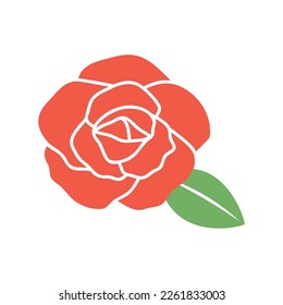 Ilustración de una simple rosa roja. Decoración floral. Material vectorial, ilustración única.