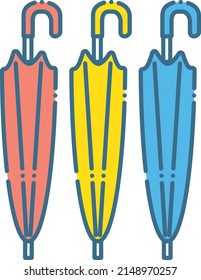 Illustration of a simple red, yellow, blue umbrella