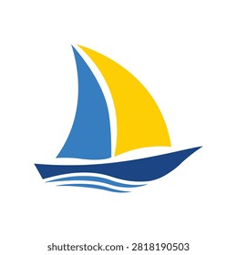 illustration of Simple sailboat icon isolated on white background