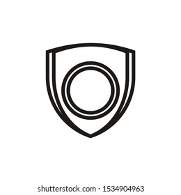 Illustration simple shield logo vector icon with circle in there middle of seal design