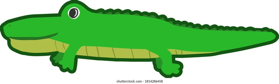 Illustration of a simple sideways cute crocodile
