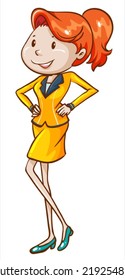 Illustration of a simple sketch of an air hostess on a white background 