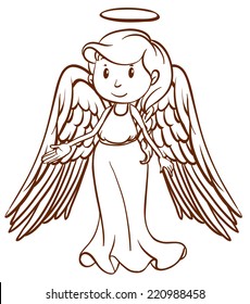 Illustration of a simple sketch of an angel on a white background  