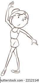 Illustration of a simple sketch of a ballet dancer on a white background  