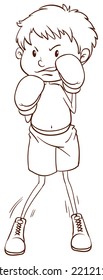 Ilustración de un boceto simple de un boxeador sobre un fondo blanco  