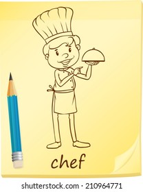 Illustration of a simple sketch of a chef