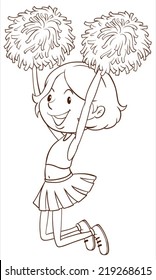 Illustration of a simple sketch of a girl cheerdancing on a white background  