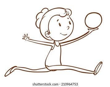 Illustration of a simple sketch of a gymnast on a white background