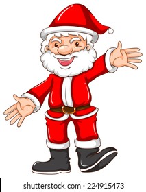 Illustration of a simple sketch of a happy Santa Claus on a white background    