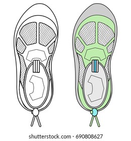 Illustration and simple sketch of model sneaker on white background