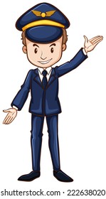 Illustration of a simple sketch of a pilot on a white background  