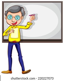 Illustration of a simple sketch of a teacher on a white background 