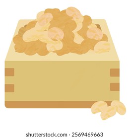 Illustration of a simple square and soybeans in it Setsubun annual event Japan