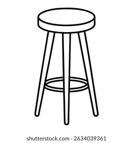 Ilustración de un taburete simple aislado sobre fondo transparente