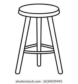 Ilustración de un taburete simple aislado sobre fondo transparente