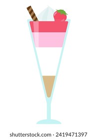 Illustration of a simple strawberry parfait