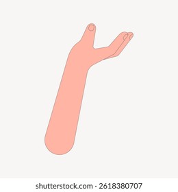 Illustration of a simple, stylized hand with an open palm. Minimalist design, hand in a gesture, simple lines, open palm, stylized hand illustration. Arm illustration, isolated vector.