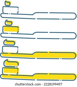 Illustration of a simple toothbrush with a blue dashed line and yellow points