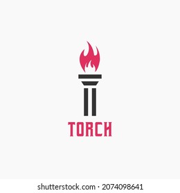 Illustration Simple Torch Combination  Pillar and Fire logo design