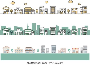 Illustration Of Simple Townscape And Cityscape