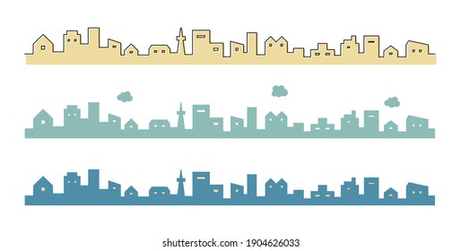 Illustration Of Simple Townscape And Cityscape