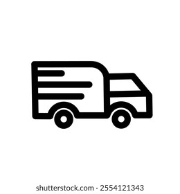 Illustration of a simple truck silhouette icon, suitable for the Delivery by car icon. 