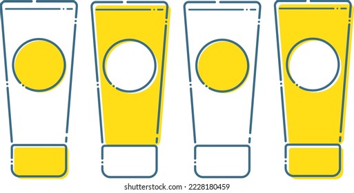 Ilustración de un tubo simple con una línea discontinua azul y puntos amarillos