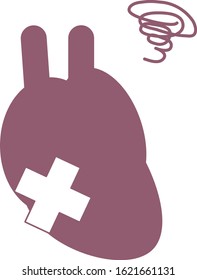 Illustration of simple unhealthy heart internal organs circulatory organ