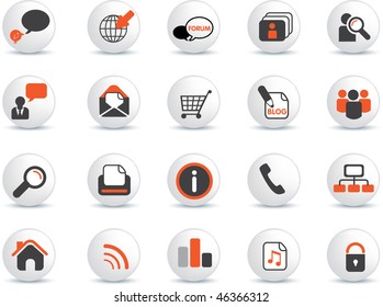 illustration of simple web and internet icons and symbols and buttons