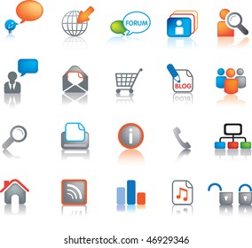 illustration of simple web and internet icons and symbols and buttons