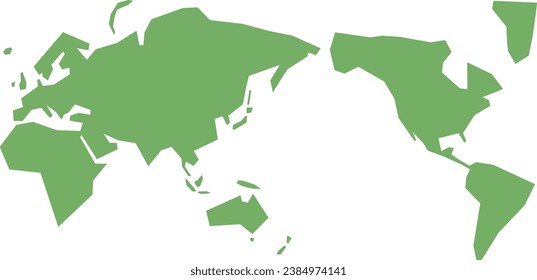 Illustration of a simple world map with the Pacific Ocean in the center