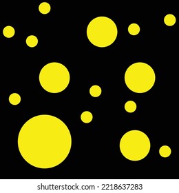 Illustration of simple yellow dots on black color, use for background or design of cover book or decoration or fashion
