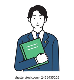 Illustration eines einfachen jungen Mannes, der sich einen Anwalt vorstellt