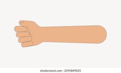 Illustration of a simplified human arm with a closed fist. The arm is depicted in a cartoon style with a light skin tone. Simple arm and fist design. Vector illustration.