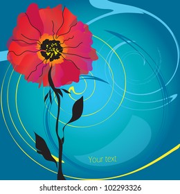 Illustration of simply abstract poppy on a bright background.